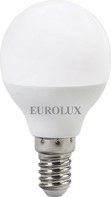 Лампа светодиодная Eurolux LL-E-G45-7W-230-2 7K-E14 (шар 7Вт тепл. Е14) белый патрон uniel ulh e14 ceramic для лампы керамический е14