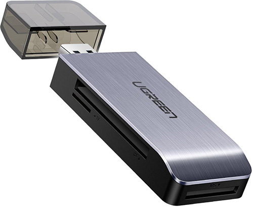 Кардридер мультифункциональный Ugreen CM180 (50541) USB-A 3.0 to TF/SD/CF/MS Multifunction Card Reader Multi-Read, серый космос