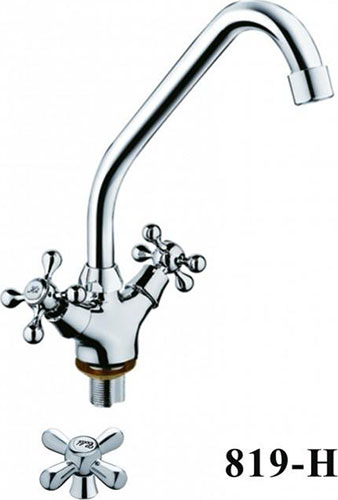 Изображение товара Кухонный смеситель D-Lin хром двухвентильный для мойки с поворотным изливом