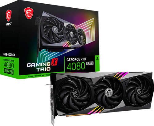 фото Видеокарта msi geforce rtx 4080 super 16gb (rtx 4080 super 16g gaming x trio)