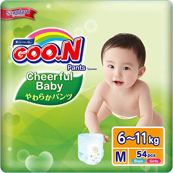 

Подгузники-трусики Goo.N Cheerful Baby M (6-11 кг) 54 шт.