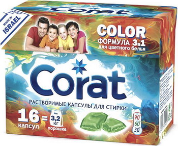 

Капсулы для стирки Corat, Color 16шт