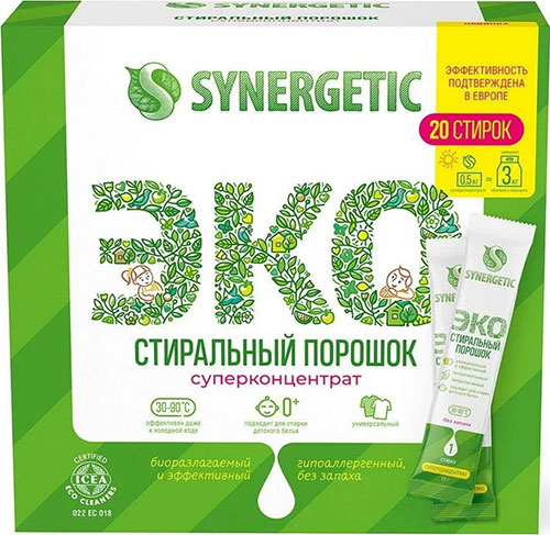 фото Стиральный порошок synergetic 20 стиков, 20х25 г (109003avt)