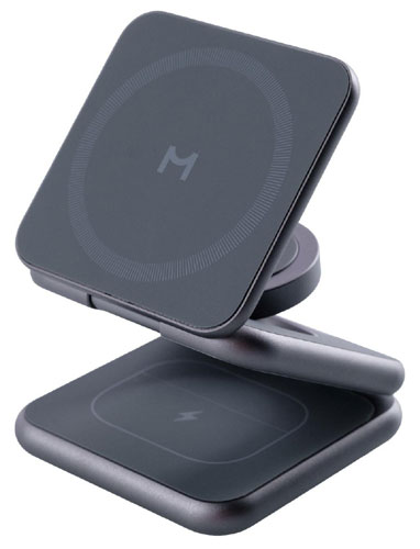 фото Складное беспроводное зарядное устройство magssory 3 в 1, для iphone, airpods и apple watch, с магнитами, совместимое с magsafe (wch003 полночь)