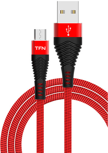 фото Кабель tfn micro-usb forza, 1 м, черный-красный (tfntfn-cfzmicusb1mrd)