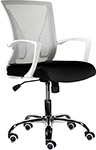 Кресло Brabix Wings MG-306, пластик белый, хром, сетка, серое/черное, 532010 кресло brabix fly mg 396 с подлокотниками сетка серое черное 532085