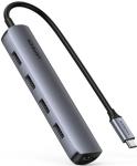 Разветвитель и хаб Ugreen CM417, USB-C 3.0 х 4 + HDMI, серый (20197)