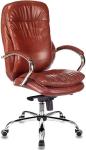 

Кресло руководителя Бюрократ T-9950, светло-коричневый, Leather Eichel, кожа, крестов. металл хром