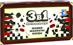 Игра настольная 3в1 1 Toy шашки  шахматы  нарды магнитные 13 5х7 5х2см Т12057