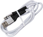 Дата-кабель mObility USB – microUSB, 3А, тканевая оплетка, белый