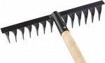 Грабли Сибртех 350х1300 мм, 14 витых зубьев, деревянный черенок (61768) лопата прямоугольная l 134 см деревянный черенок с ручкой сибртех