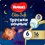 фото Ночные трусики-подгузники huggies elite soft 6 15-25 кг 16 шт.