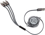 Дата-кабель mObility 3 в 1, рулетка, USB - microUSB + Lightning + Type-C, 2A, серебристый