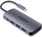 

Хаб Philips USB С - HDMI+USB A+USB C, 5в1, длина кабеля 10см, Серый