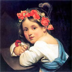 Картина  Real-master Кипренский  Орест Адамович - Девочка в маковом венке с гвоздикой в руке (Мариучча)