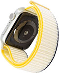 Ремешок нейлоновый mObility для Apple watch - 38-40 мм (S3/S4/S5 SE/S6), морская соль с желто-синим краем ремешок силиконовый mobility для apple watch 38 40 мм s3 s4 s5 se s6 грейпфрут