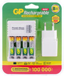 Зарядное устройство с аккумуляторами GP 4 акк 1000mAh, ААА, адаптер, micro USB кабель GP GP100AAAHC/CPBA-2CR4