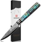 Нож из дамасской стали для овощей Keemake 3.5 Inch Paring Knife 67 слоев основа VG10 (10CR15MOV) + 316 сталь HRC60+-2 (CL-6), разноцветный