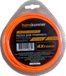 Леска для триммера Hanskonner HK3535-3.0-SS-15, d = 3.0мм, l = 15 м круч. (квадрат блистер)