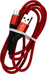 Дата-кабель mObility USB – Type-C, 3А, тканевая оплетка, красный дата кабель mobility usb – type c 3а тканевая оплетка красный