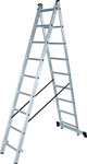 Лестница Сибртех Лестница, 2x9 ступеней, алюминиевая, двухсекционная лестница 3 секции 13 ступеней алюминий 8 7 м 150 кг alumet 5313