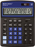 Калькулятор настольный Brauberg EXTRA-12-BKBU ЧЕРНО-СИНИЙ, 250472 калькулятор карманный brauberg pk 608 bu синий 250519