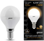 

Лампа GAUSS LED Шар E14 6.5W 520lm 3000K 105101107 Упаковка 10шт