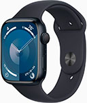 Часы Apple Watch Series 9, GPS, 45 mm, Midnight Aluminium Case with Midnight Sport Band M/L, корпус из алюминия цвета «полночно-черный», спортивный ремешок ремешок dismac deluxe series sport band для apple watch 44mm red