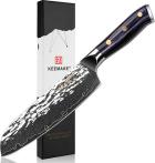 Нож сантоку из дамасской стали Keemake 7 Inch Santoku Knife 67 слоев основа VG10 (10CR15MOV) + 316 сталь HRC60+-2 (CJ-6) синий