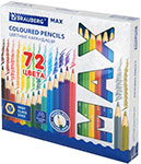 Карандаши цветные Brauberg MAX, супермягкие, яркие, классические, 72 цвета, грифель 3.3 мм (181861) карандаши акварельные brauberg art classic 12 а грифель 3 3 мм