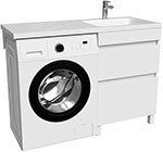 фото Тумба с умывальником напольная iddis optima home, для стиральной машины с ящиками, 120 см, правая, белая (oph12rbi95k)