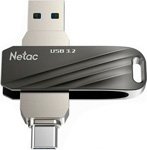 Флеш-накопитель Netac US11 USB Type-C/Type-A 256Gb (NT03US11C-256G-32BK) твердотельный накопитель hikvision e100 256gb hs ssd e100 256g