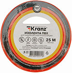 Изолента Kranz ПВХ, 0.13х15 мм, 25 м, красная изолента kranz пвх 0 13х15 мм 20 м белая