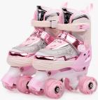 

Детские роликовые коньки Amarobaby Glory, раздвижные со светящимися колесами, бежевый/розовый, размер 30-33 (AB24-35GL/0306-30)