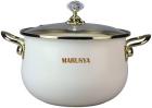 Кастрюля Marusya R-77724 5 л, эмалированная, стеклянная крышка, ручка золото, кремовый перламутр