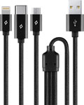 фото Кабель ttec usb-a-micro usb type-c lightning 100см alumi trio быстрая зарядка черный оплетка 2dk39s