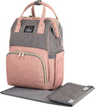 Рюкзак для мамы Brauberg MOMMY с ковриком, крепления на коляску, термокарманы, серый/бордовый, 40x26x17 см, 270821 рюкзак для мамы brauberg