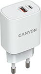 Сетевой адаптер для быстрой зарядки Canyon H-20W-04 Type-C 20W Power Delivery QC 30 18W белый
