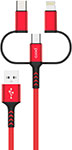 Дата-кабель Pero DC-06 Universal 3 in 1 Lightning/micro USB/Type-C 3А 1м красный кабель nomad universal kevlar lightning type c micro usb 1 5м nm01012b00