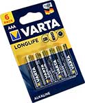 Батарейки  VARTA LONGLIFE AAA бл.6