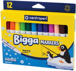 Фломастеры утолщенные CENTROPEN Bigga Markers, 12 цветов, смываемые, вентилируемый колпачок (7650/8KK)