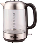 Чайник электрический Hyundai HYK-G4034, черный/прозрачный чайник электрический hyundai hyk g1001 1 7 л прозрачный