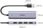

Разветвитель и хаб Ugreen CM219 (25851) 4-Port USB 3.0 Hub с портом питания USB-C, черный, Серый