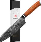 Нож сантоку из дамасской стали Keemake 7 Inch Santoku Knife 67 слоев основа VG10 (10CR15MOV) + 316 сталь HRC60+-2 (P-6) бежевый