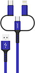 Дата-кабель Pero DC-06 Universal 3 in 1 Lightning/micro USB/Type-C 3А 1м синий кабель nomad universal kevlar lightning type c micro usb 1 5м nm01012b00