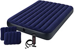 Надувной матрас Intex Classic Downy Airbed Fiber-Tech, 152х203х25см с подушками и насосом, 64765