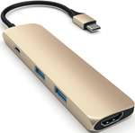 

USB-адаптер Satechi Slim Aluminum Type-C Multi-Port Adapter with Type-C Charging Port золотой (ST-CMAG)