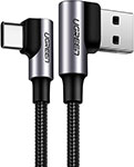 Кабель угловой для зарядки и передачи данных Ugreen USB-C Male - USB 2.0 A Male, 3A, 1 м (20856) черный
