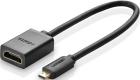 Кабель-адаптер Ugreen 20134 Micro HDMI Male to HDMI Female Adapter Cable, длина 22 см., черный