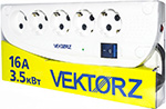 Сетевой фильтр Vektor Z  4 роз. c/з  1 роз б/з  3 0м (3 5кВт  16А)  белый